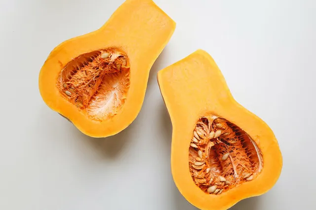 Halved butternut squash