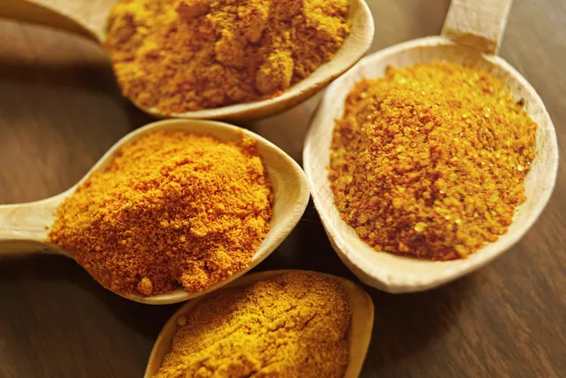 Turmeric in spoons